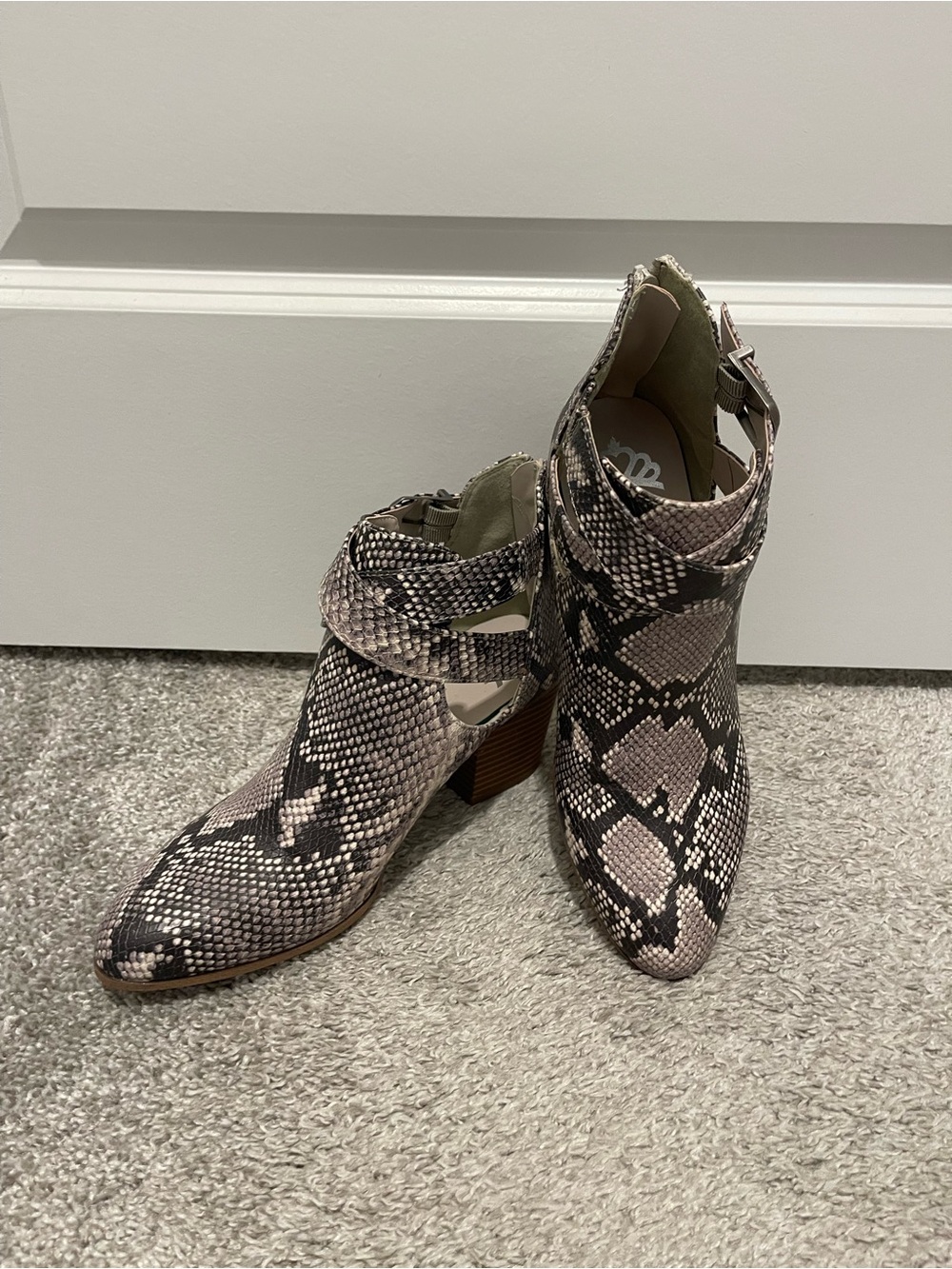 Fergalicious Women's Snake-Print Cutout Ankle Boots - Neutral Brown